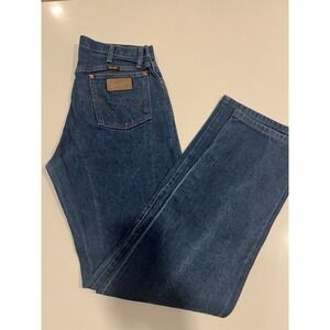 Wrangler Men's Blue Denim Straight Jeans High Rise 5-Pocket Button Zip Cotton